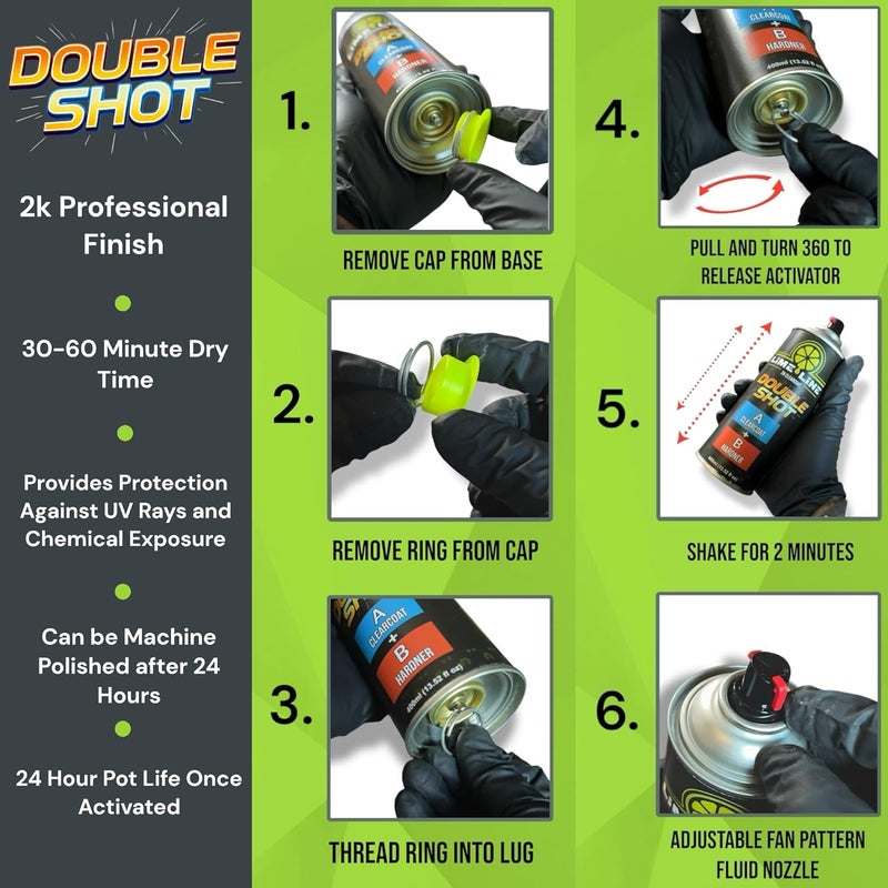 LiME LiNE High Gloss 2K Clearcoat Spray/Aerosol Can Automotive 2 Part Professional Finish (Pack of 2) - Image 4